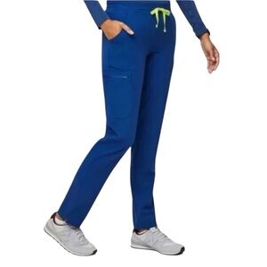 Figs Drawstring Low Rise Cargo ‘Yola’ Skinny Medical Scrub Pants in Blue Size XS